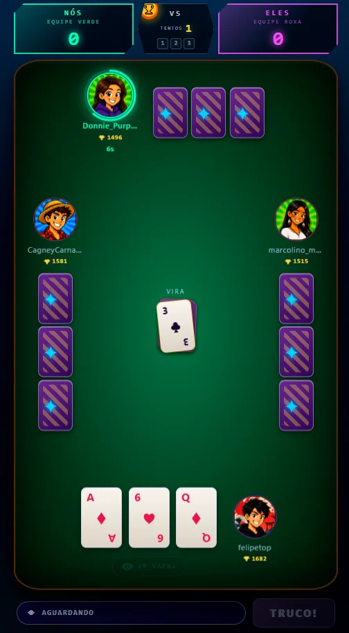 Truco Torneios — mesa de jogo multiplayer